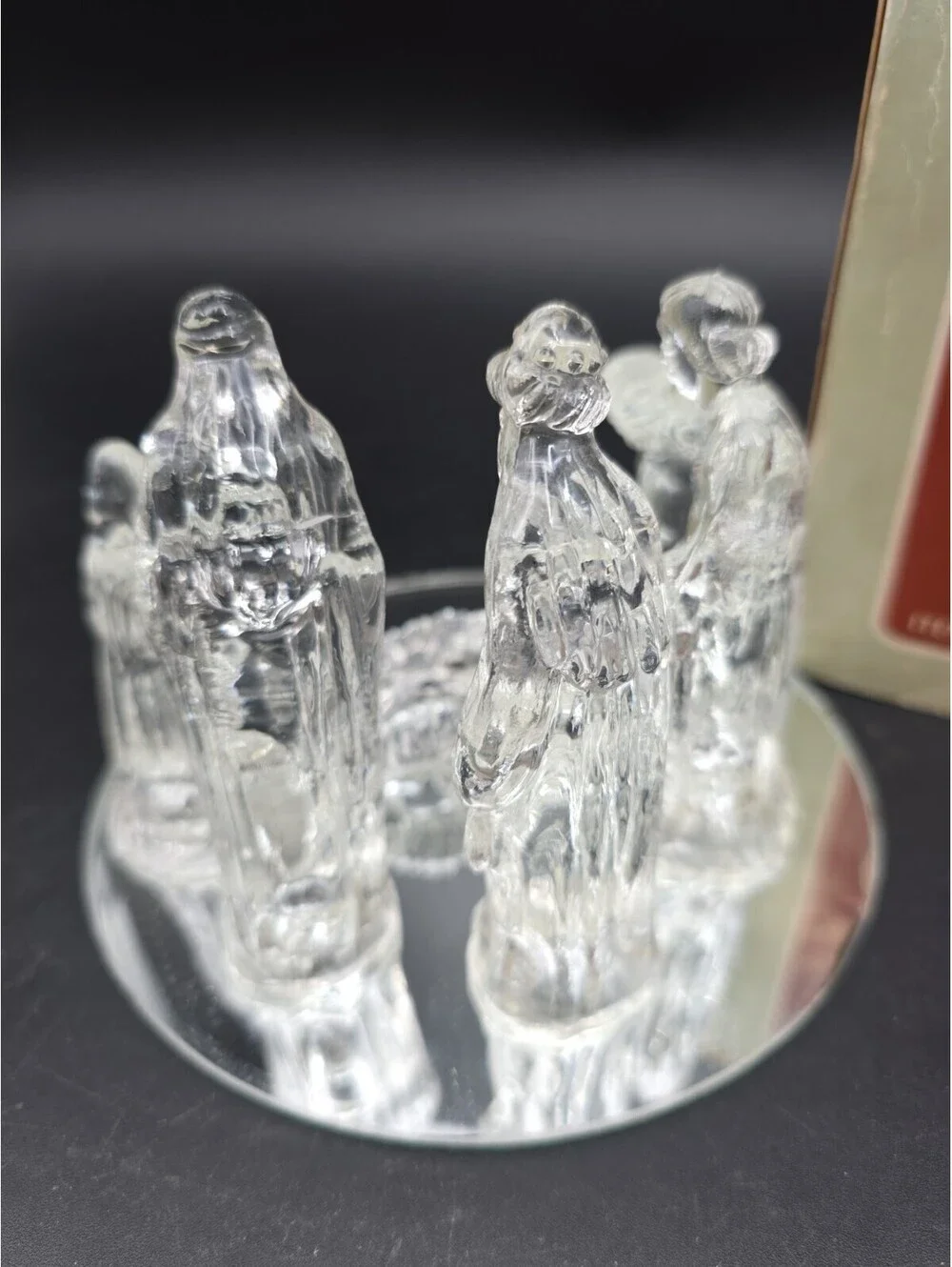 Vtg 1988 Glass Nativity Set ST-7 W/ Mirror Baby Jesus Madonna Joseph 4